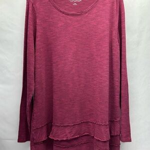 Soft Surroundings Colette Knit Tunic W LG Tiered Ruffle Hem Plum CASUAL BOHO